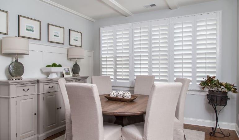  Plantation shutters in a Gainesville dining room.